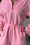 Mock Neck Zip-Up Loose Fit Fleece Warm Long Sleeve Jumpsuit - 6