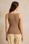 Women Brown Plain Ribbed Vest - 3