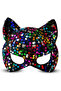Colorful Sequined Party Mask on Black Velvet Fabric 16x14 Cm - 3