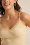 Women Beige Strappy Lace Vest - 4