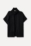 Women's Black Shawl Collar Oversize Short Sleeve Cardigan - 5