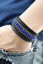 Blue Faceted Agate Natural Stone Multi Leather Cord Women's Bracelet