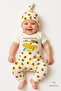 3-Piece Newborn Set, “Mother's Honey” Printed Short Sleeve Bodysuit, Bee Flower Pattern Ribbed Pants, Beanie