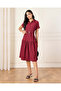 Women Burgundy Belted Drop Shoulder Midi Dress