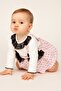Baby Girl Heart Patterned Lace Bow Strap Dress Set - 2