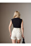 Women's Black Boat Neck Gathered Sleeveless Sandy Fabric Blouse - 6