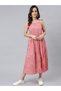 Premium pure cotton light pink colour sleeveless dress with floral prints - Indo Western wear - 7