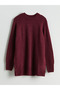 Modest Burgundy Mock Neck Oversized Women's Knitwear Tunic - 5