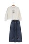 Girl's Holiday Casual Wide-Leg Palazzo Jeans-Sweatshirt Two-Piece Set - 2
