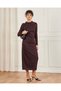 Women Burgundy Jacquard Detail Bodycon Dress - 4