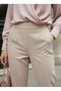 Light Beige High Waist Wide Leg Palazzo Women's Comfortable Fabric Trousers with Elastic Back - 6