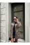 Unlined Leopard Pattern Thin Women's Jacket Coat with Leather Detail on the Collar - 2