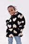 Children's Plush Coat with Heart Pattern, Hood, Kangaroo Pocket, Rb-670 - 4