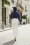 White Back Elastic High Waist Wide Leg Palazzo Women's Comfortable Fabric Pants - 5
