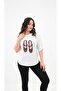 Women's Plus Size Stone Embroidered Print Pattern Oval Cut T-Shirt 1927-25 - 3