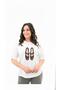 Women's Plus Size Stone Embroidered Print Pattern Oval Cut T-Shirt 1927-25