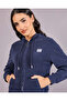 Women Navy Hooded Sweatshirt - 4