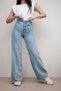 Women's Adel Blue Snow Wash Lycra Wide Leg Jean - Loose Denim Trousers