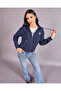 Women Navy Hooded Sweatshirt - 5