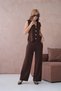 Women's V-Neck Button Detail Vest Pants Two-Piece Knitwear Set - 3