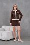 Women's Crew Neck Button Detail Jacket Skirt Two-Piece Knitwear Set - 5