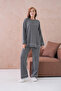 Women's Wide Neck Sweater Pants Two-Piece Knitwear Set - 3