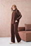Women's Mock Neck Sweater Pants Double Knitwear Set - 3