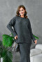 Women's Crew Neck Long Sweater Skirt Two-Piece Knitwear Set - 4