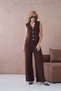 Women's V-Neck Button Detail Vest Pants Two-Piece Knitwear Set - 4