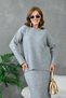 Women's Crew Neck Long Sweater Skirt Two-Piece Knitwear Set - 2