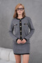 Women's Crew Neck Button Detail Jacket Skirt Two-Piece Knitwear Set - 5