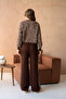 Women's Wide Collar Patterned Sweater Pants Two-Piece Knitwear Set - 6