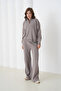 Women's Mock Neck Half Placket Zipper Slit Sweater Pants Two-Piece Knitwear Set
