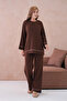 Women's Wide Neck Sweater Pants Two-Piece Knitwear Set