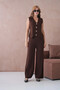Women's V-Neck Button Detail Vest Pants Two-Piece Knitwear Set - 5