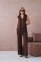 Women's V-Neck Button Detail Vest Pants Two-Piece Knitwear Set - 2