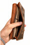 Genuine Leather Magnetic Flip Card Holder & Wallet – 12 Card Capacity, with Phone and Coin Compartment - 8