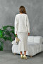 Women's V-Neck Ribbed Sweater Skirt Two-Piece Knit Set - 6