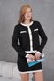 Women's Crew Neck Button Detail Jacket Skirt Two-Piece Knitwear Set - 2