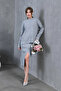 Women's Crew Neck Slit Sweater Skirt Two-Piece Knitwear Set