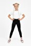 Girl's Shiny Textured Velvet Tights with Fleece Inside – Black - 4