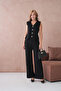 Women's V-Neck Button Detail Vest Pants Two-Piece Knitwear Set - 7