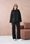 Women's Crew Neck Low Sleeve Sweater Pants Two-Piece Knitwear Set - 5