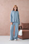 Women's Crew Neck Low Sleeve Sweater Pants Two-Piece Knitwear Set - 4