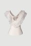 Cora V-Neck Pleated Flounce Casual Women's Blouse - 8