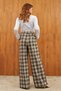Black Plaid Mid-Waist Wide Leg Pants - 7