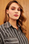 Black Striped Single Pocket Shiny Shirt - 2