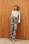 Black Plaid Mid-Waist Wide Leg Pants - 2