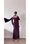 Women's Purple Satin Strap Shawl Slit Maxi Dress