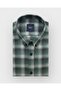 Regular Fit Winter Long Sleeve Buttoned Collar Plaid Green Shirt 4042Y
